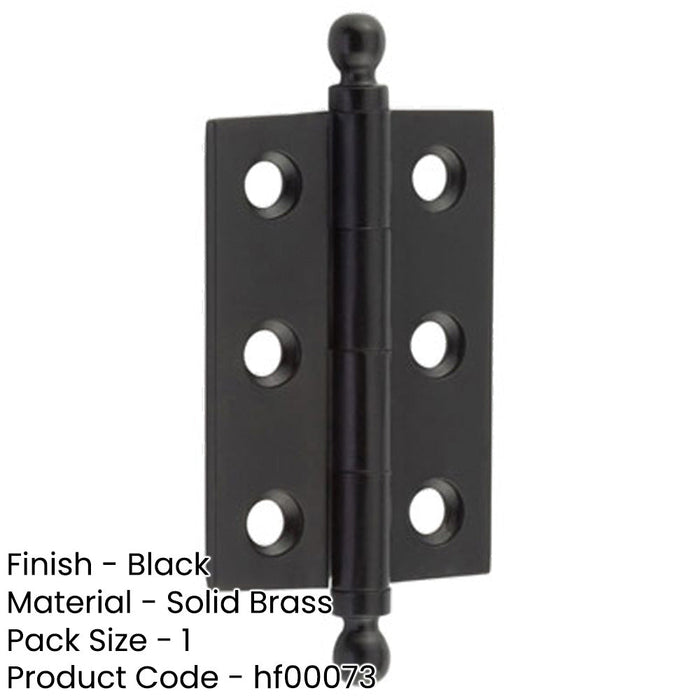 Elegant Matt Black Finial Hinge 50x35mm Cabinet Doors Solid Brass Door Hinges-1