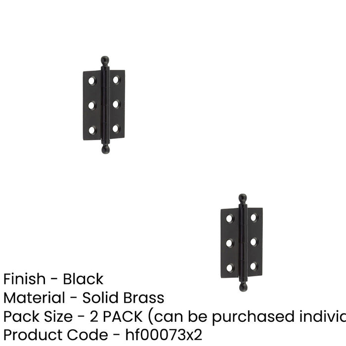 PACK Elegant Matt Black Finial Hinge 50x35mm Cabinet Doors Solid Brass Door Hinges (1)-1