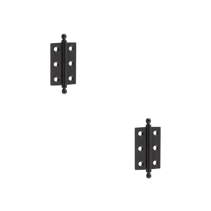 PACK Elegant Matt Black Finial Hinge 50x35mm Cabinet Doors Solid Brass Door Hinges (1)