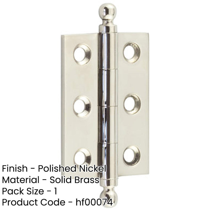 Elegant Polished Nickel Finial Hinge 50x35mm Cabinet Doors Solid Brass Door Hinges-1