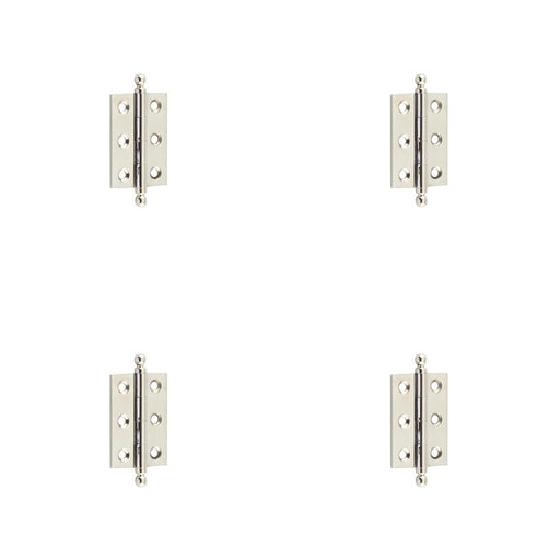 PACK Elegant Polished Nickel Finial Hinge 50x35mm Cabinet Doors Solid Brass Door Hinges