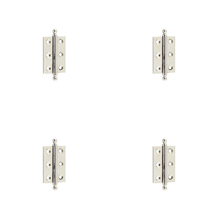 PACK Elegant Polished Nickel Finial Hinge 50x35mm Cabinet Doors Solid Brass Door Hinges