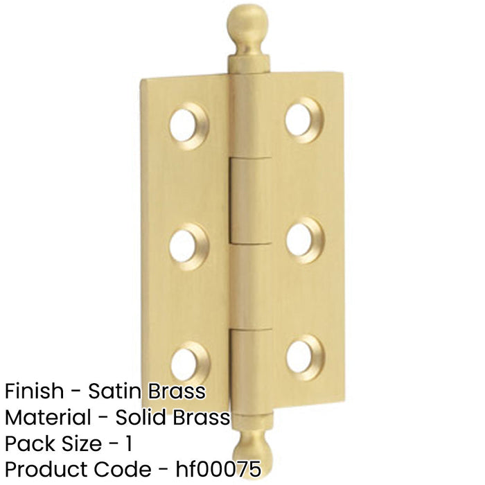 Elegant Satin Brass Finial Hinge 50x35mm Cabinet Doors Solid Brass Door Hinges-1