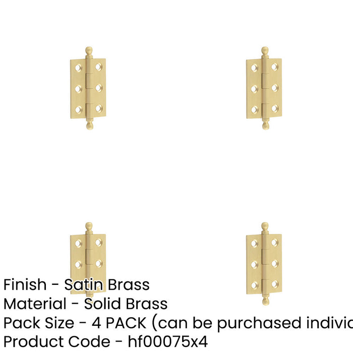 PACK Elegant Satin Brass Finial Hinge 50x35mm Cabinet Doors Solid Brass Door Hinges-1
