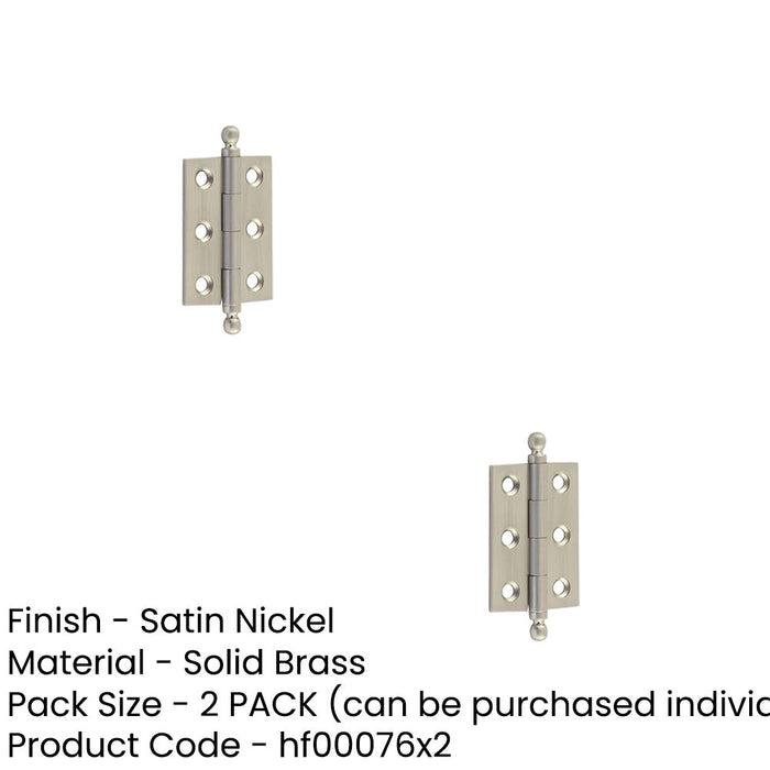 PACK Elegant Satin Nickel Finial Hinge 50x35mm Cabinet Doors Solid Brass Door Hinges (1)-1
