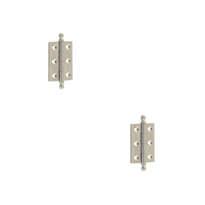 PACK Elegant Satin Nickel Finial Hinge 50x35mm Cabinet Doors Solid Brass Door Hinges (1)