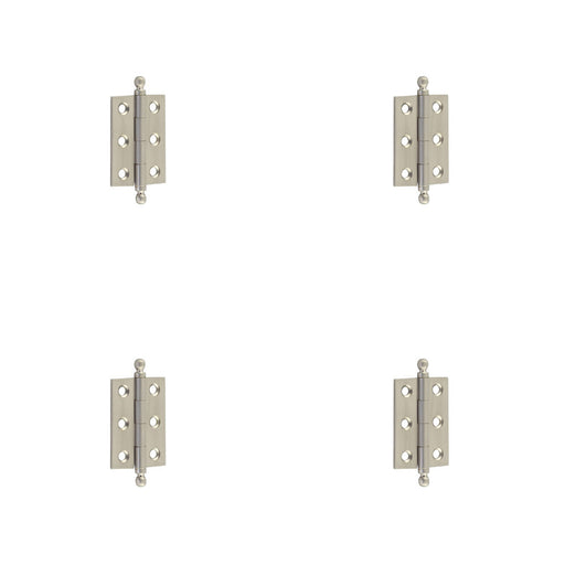 PACK Elegant Satin Nickel Finial Hinge 50x35mm Cabinet Doors Solid Brass Door Hinges