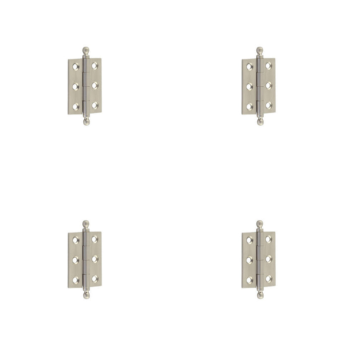 PACK Elegant Satin Nickel Finial Hinge 50x35mm Cabinet Doors Solid Brass Door Hinges