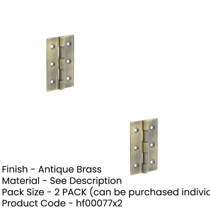 PACK Heavy-Duty Double Phosphor Bronze Washered Hinge Antique Brass 76x50x2.5mm Door Hinges (1)-1