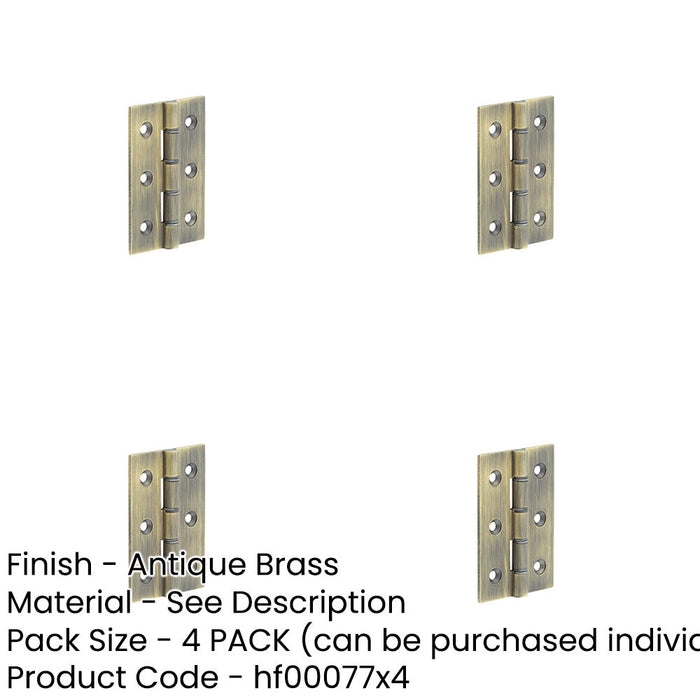 PACK Heavy-Duty Double Phosphor Bronze Washered Hinge Antique Brass 76x50x2.5mm Door Hinges-1