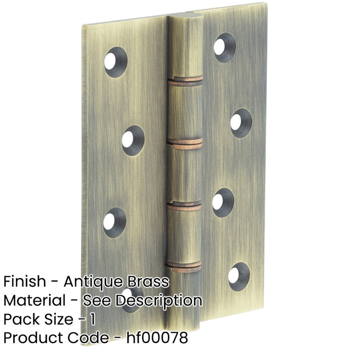 Heavy-Duty Double Phosphor Bronze Washered Hinge Antique Brass 102x76x3mm Door Hinges-1