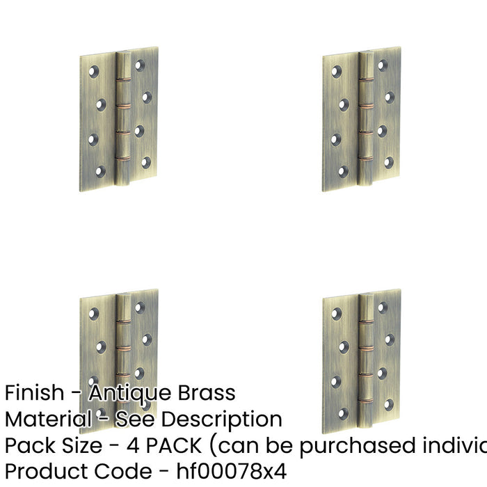 PACK Heavy-Duty Double Phosphor Bronze Washered Hinge Antique Brass 102x76x3mm Door Hinges-1