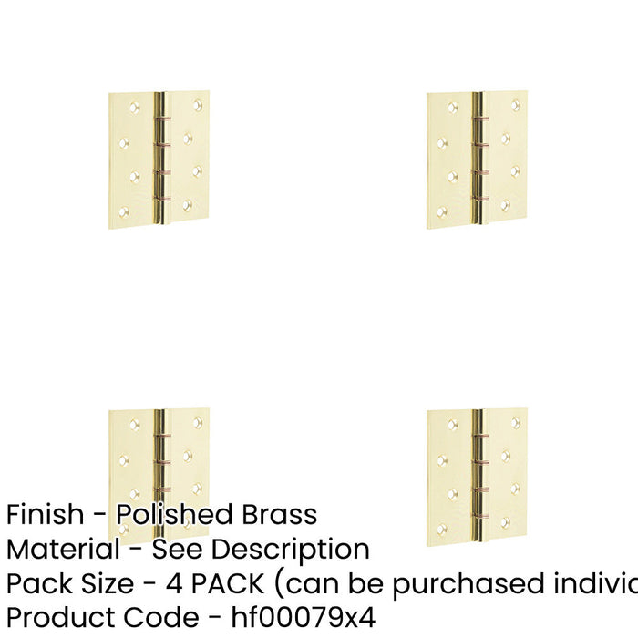 PACK High-Quality Polished Brass Projection Hinge 102x102x3mm Doors Cabinets Door Hinges-1