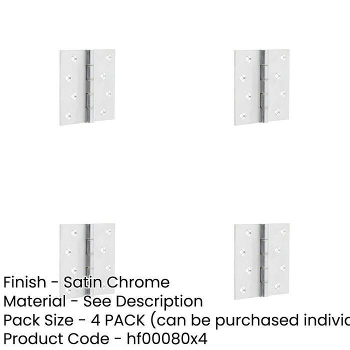 PACK High-Quality Satin Chrome Projection Hinge 102x102x3mm Seamless Functionality Door Hinges-1