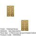 PACK Premium Double Phosphor Bronze Washered Hinge 76x50x3mm Polished Brass Finish Door Hinges (1)-1