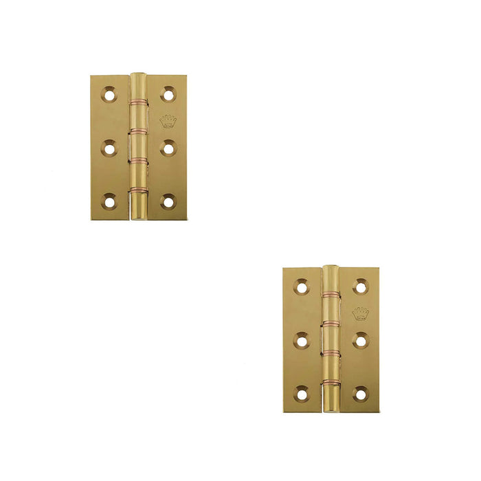 PACK Premium Double Phosphor Bronze Washered Hinge 76x50x3mm Polished Brass Finish Door Hinges (1)