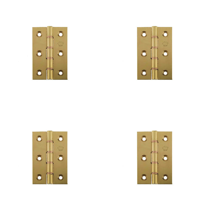 PACK Premium Double Phosphor Bronze Washered Hinge 76x50x3mm Polished Brass Finish Door Hinges