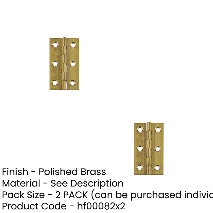 PACK Premium Polished Brass Plain Butt Hinge 51x28x1.5mm Durable Door Hardware Door Hinges (1)-1