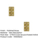 PACK Premium Polished Brass Plain Butt Hinge 51x28x1.5mm Durable Door Hardware Door Hinges (1)-1