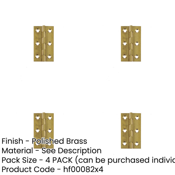 PACK Premium Polished Brass Plain Butt Hinge 51x28x1.5mm Durable Door Hardware Door Hinges-1