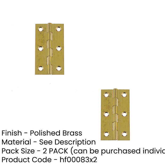 PACK Premium Polished Brass Plain Butt Hinge 63x35x1.5mm Durable Door Hardware Door Hinges (1)-1