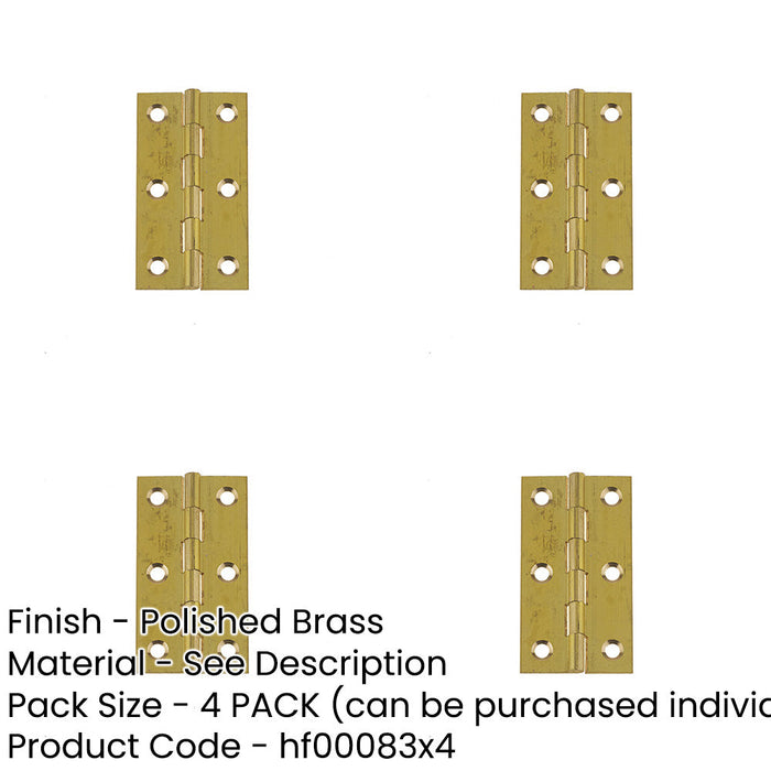 PACK Premium Polished Brass Plain Butt Hinge 63x35x1.5mm Durable Door Hardware Door Hinges-1