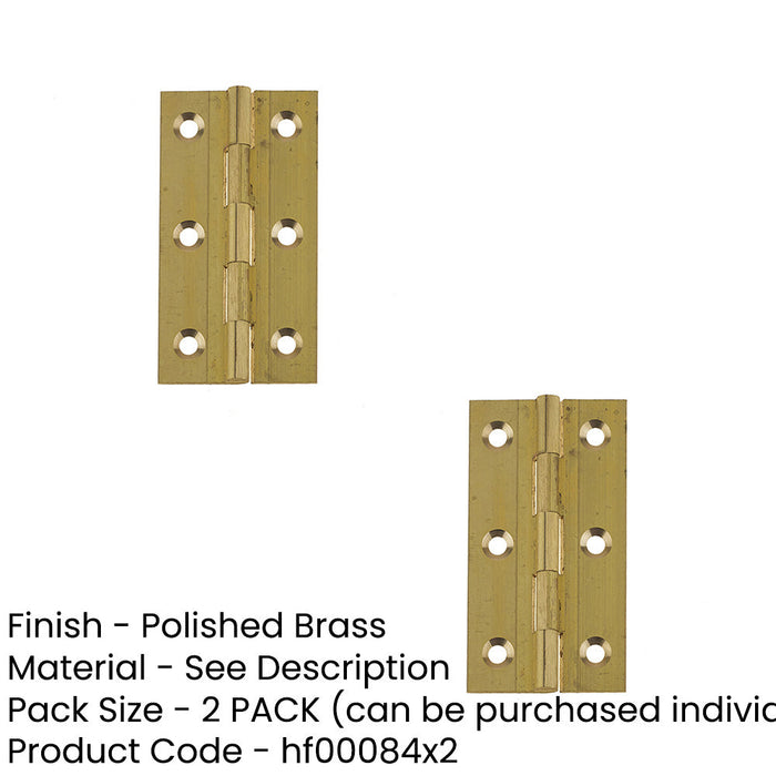 PACK Premium Polished Brass Plain Butt Hinge 76x42x1.5mm Durable Door Hardware Door Hinges (1)-1