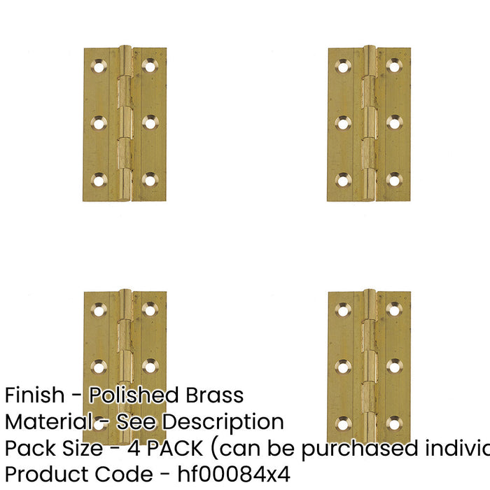 PACK Premium Polished Brass Plain Butt Hinge 76x42x1.5mm Durable Door Hardware Door Hinges-1