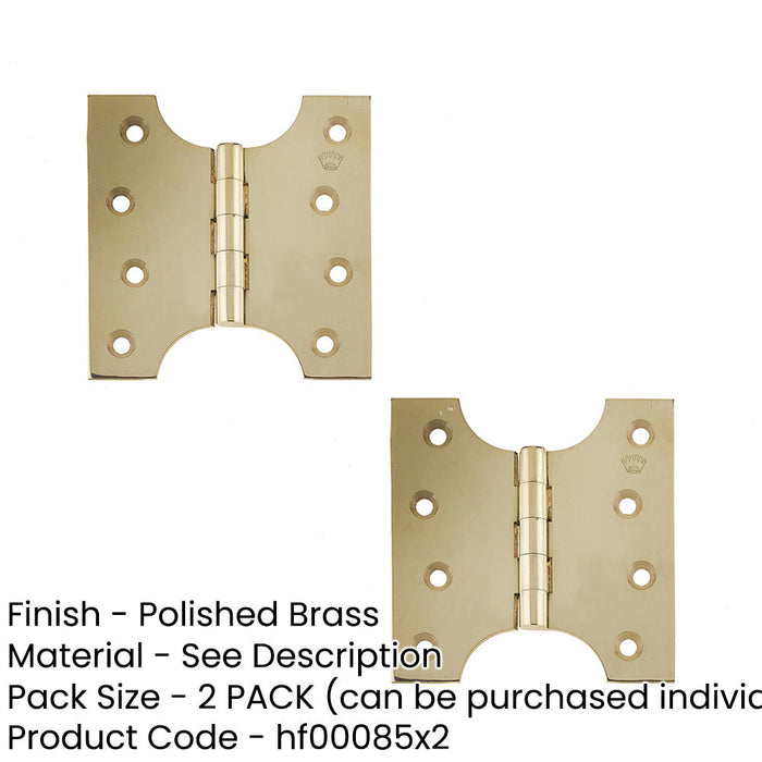 PACK Durable Budget Parliament Hinge 102x100x4mm Polished Brass Door Hinges (1)-1