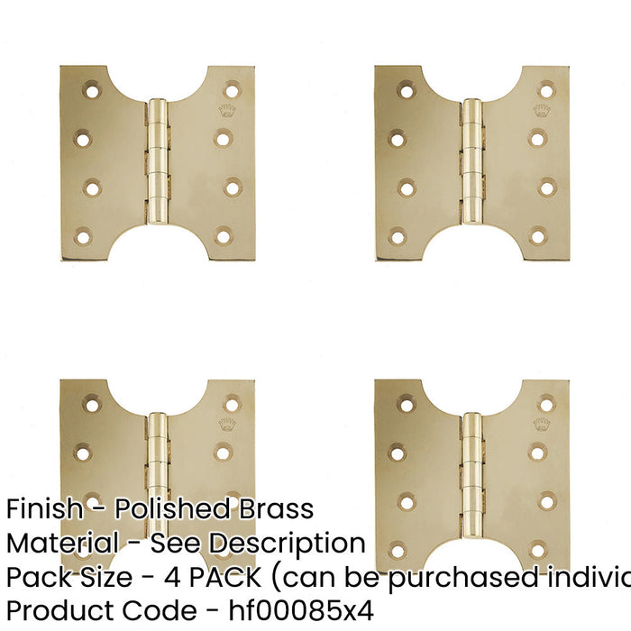 PACK Durable Budget Parliament Hinge 102x100x4mm Polished Brass Door Hinges-1