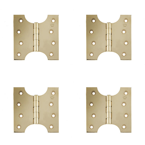 PACK Durable Budget Parliament Hinge 102x100x4mm Polished Brass Door Hinges