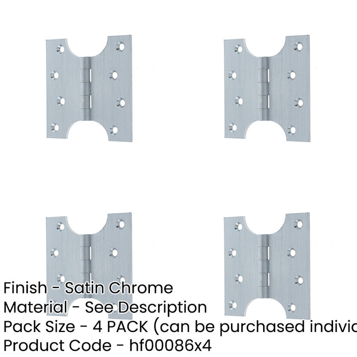 PACK Durable Budget Parliament Hinge 102x100x4mm Satin Chrome Door Hinges-1