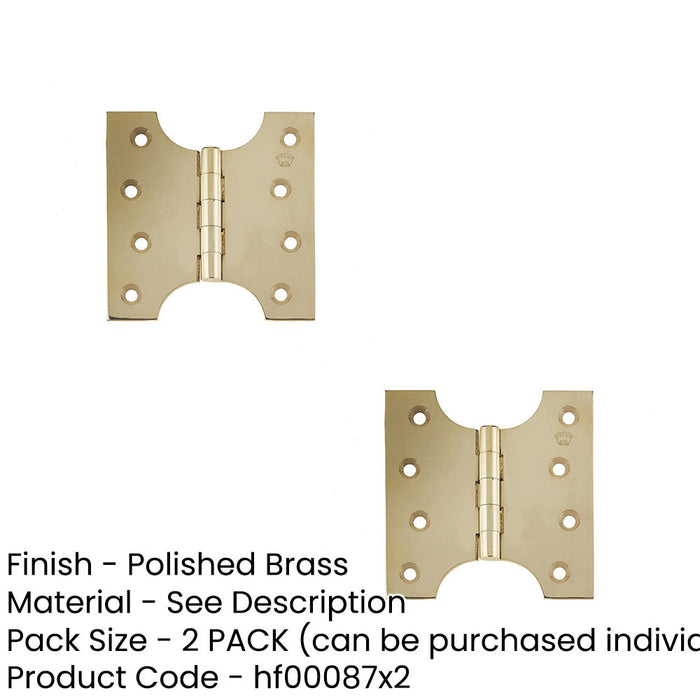 PACK Durable Budget Parliament Hinge 102x124x4mm Polished Brass Door Hinges (1)-1