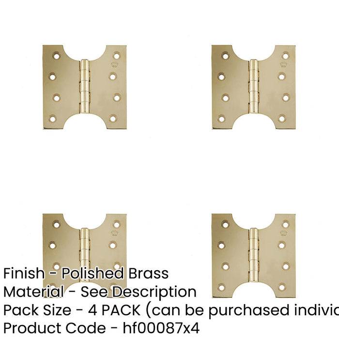 PACK Durable Budget Parliament Hinge 102x124x4mm Polished Brass Door Hinges-1