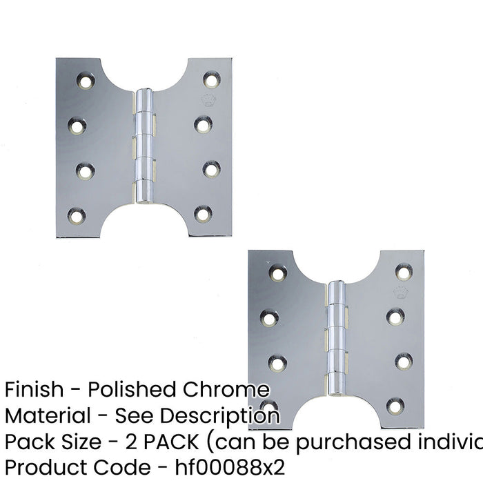 PACK Durable Budget Parliament Hinge 102x124x4mm Polished Chrome Door Hinges (1)-1