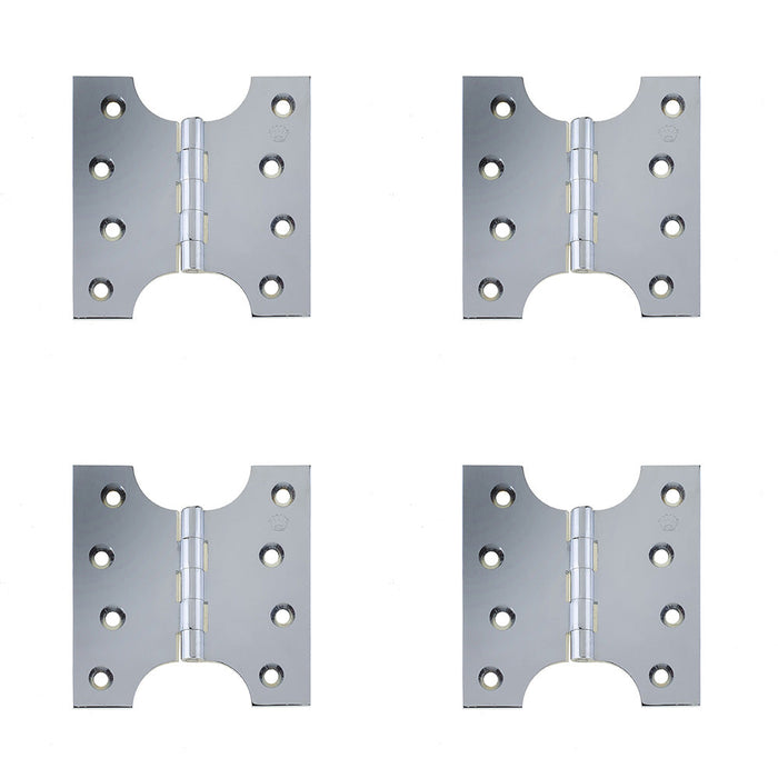 PACK Durable Budget Parliament Hinge 102x124x4mm Polished Chrome Door Hinges