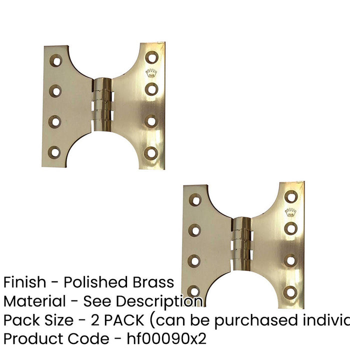 PACK Durable Budget Parliament Hinge 102x151x5mm Polished Brass Door Hinges (1)-1