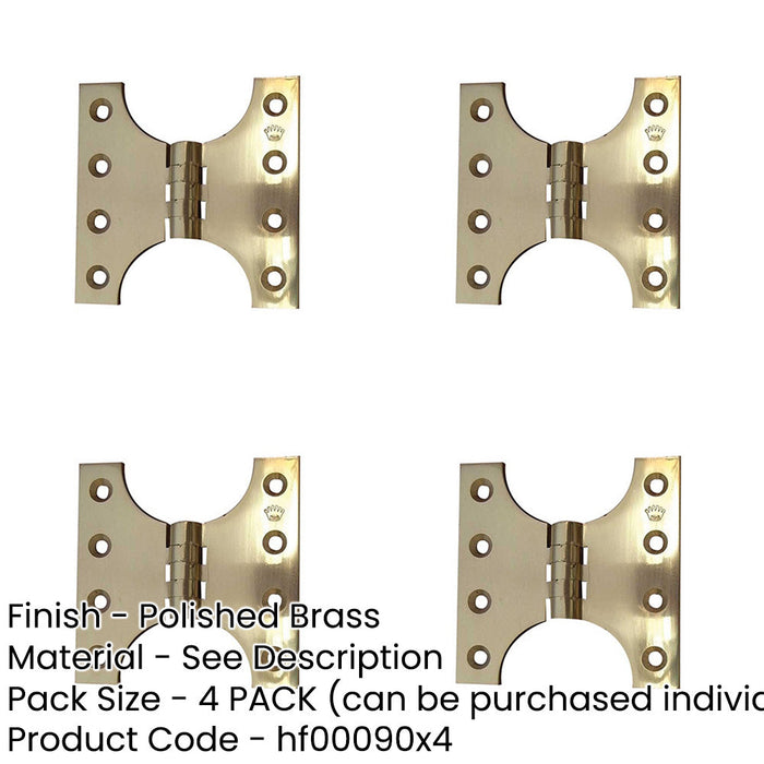 PACK Durable Budget Parliament Hinge 102x151x5mm Polished Brass Door Hinges-1