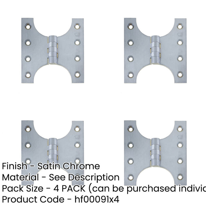 PACK Durable Budget Parliament Hinge 102x151x5mm Satin Chrome Door Hinges-1