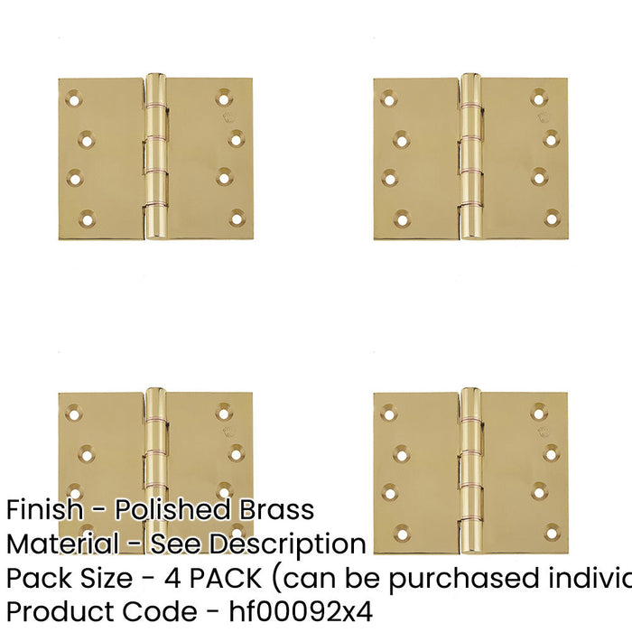 PACK High-Quality Polished Brass Projection Hinge 102x125x3.5mm Door Hinges-1