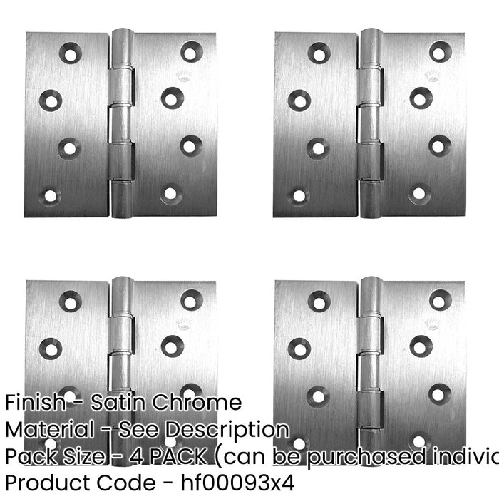 PACK High-Quality Satin Chrome Projection Hinge 102x125x3.5mm Durable Installation Door Hinges-1