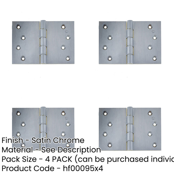 PACK High-Quality Satin Chrome Projection Hinge 102x151x3.5mm Smooth Operation Door Hinges-1