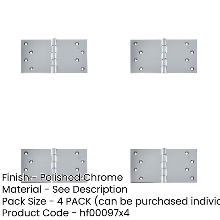 PACK High-Quality Polished Chrome Projection Hinge 102x200x4.5mm Seamless Functionality Door Hinges-1