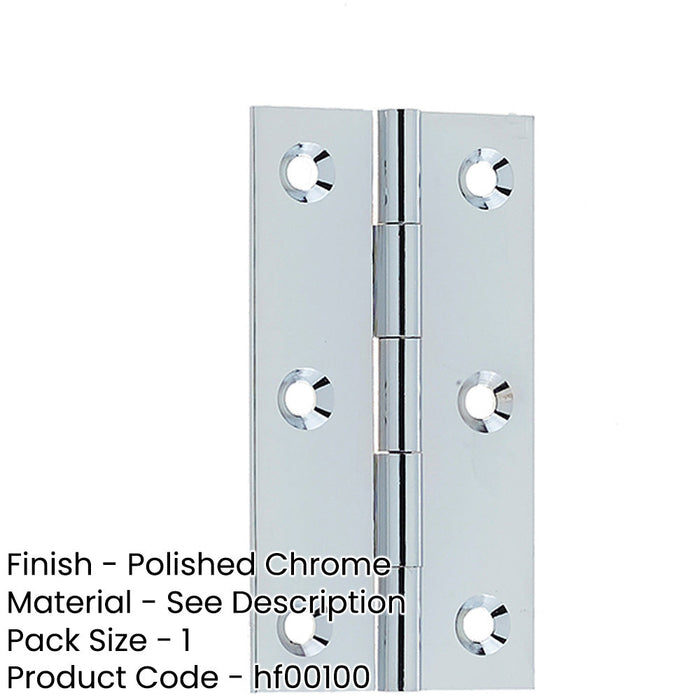 Premium Polished Chrome Plain Butt Hinge 76x42x1.5mm Smooth Operation Door Hinges-1