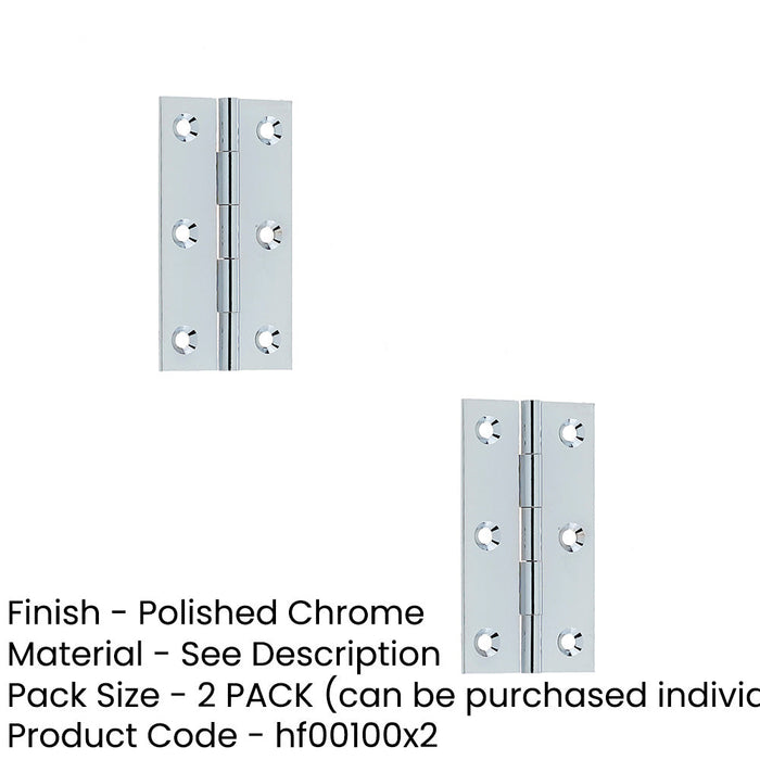 PACK Premium Polished Chrome Plain Butt Hinge 76x42x1.5mm Smooth Operation Door Hinges (1)-1