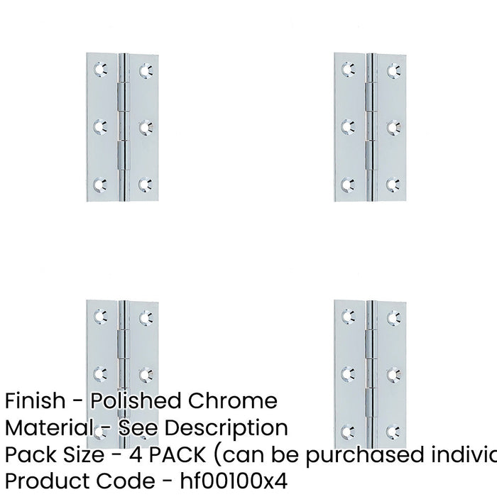 PACK Premium Polished Chrome Plain Butt Hinge 76x42x1.5mm Smooth Operation Door Hinges-1