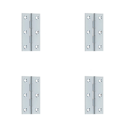 PACK Premium Polished Chrome Plain Butt Hinge 76x42x1.5mm Smooth Operation Door Hinges