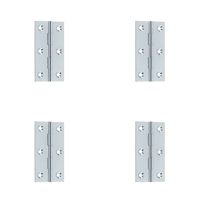 PACK Premium Polished Chrome Plain Butt Hinge 76x42x1.5mm Smooth Operation Door Hinges
