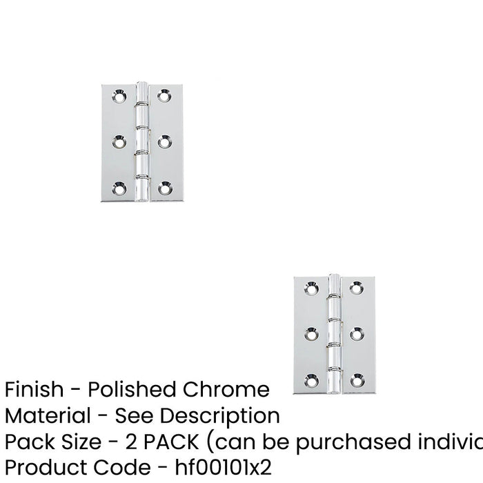 PACK Double Phosphor Bronze Washered Hinge Polished Chrome 102x67x3mm Durability Style Door Hinges (1)-1