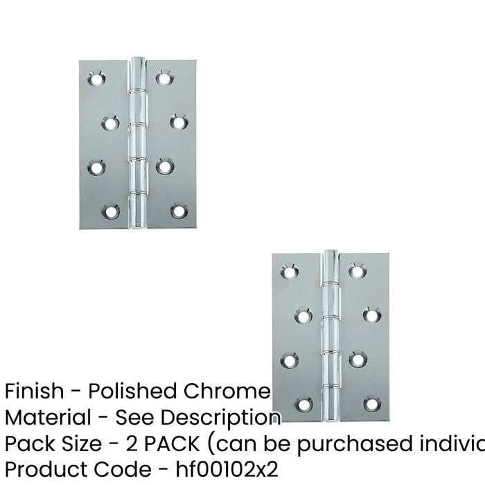 PACK Premium Double Phosphor Bronze Washered Hinge Polished Chrome Finish Door Hinges (1)-1